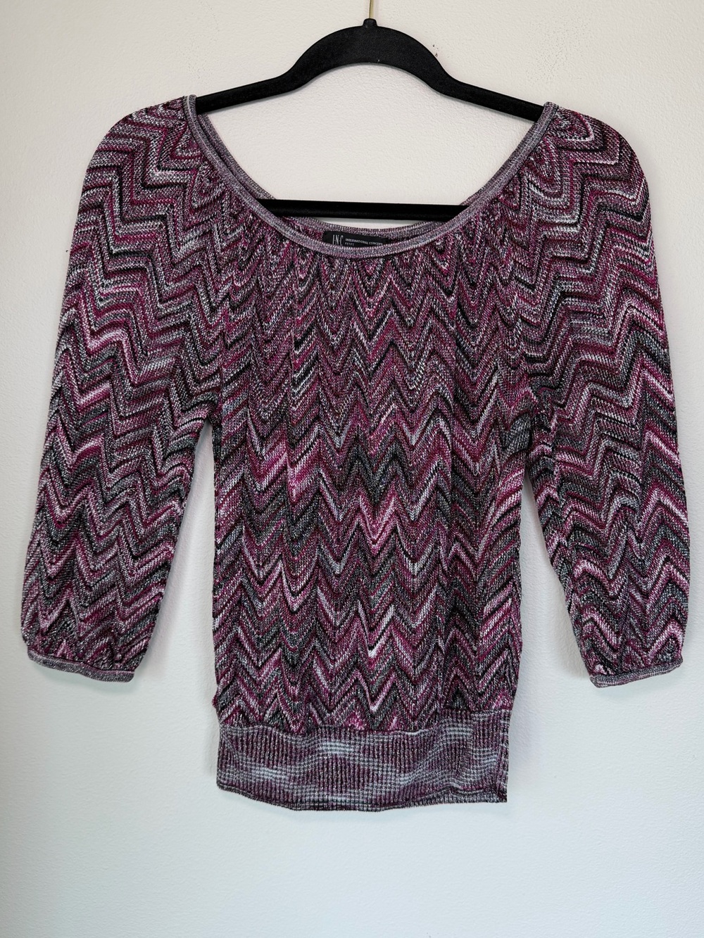 Y2K INC Sparkly Metallic Knit 3/4 Sleeve Whimsical Fairycore Top